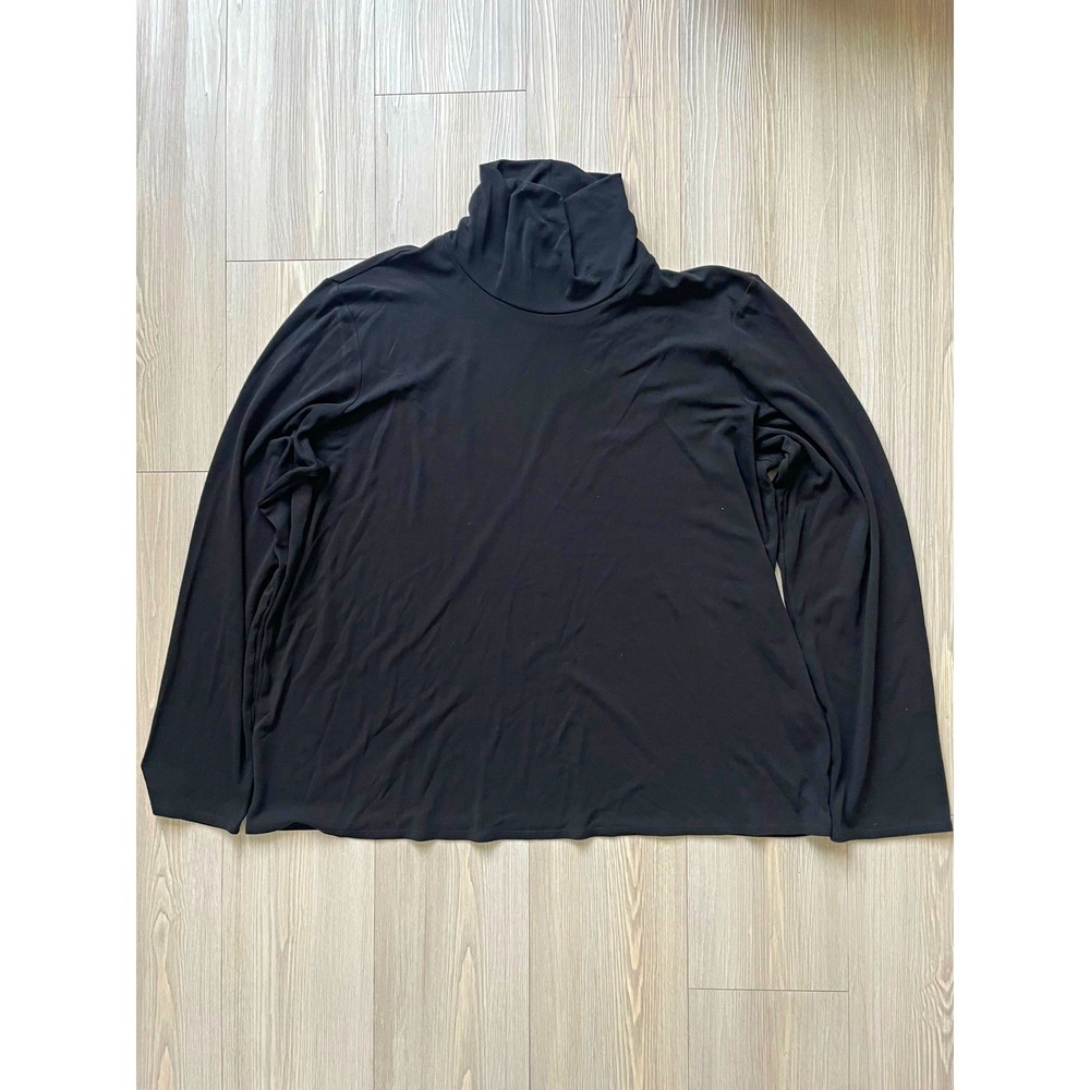 Eileen Fisher Women's Black Silk Knit Turtleneck Long Sleeve Sz XL Whimsigoth